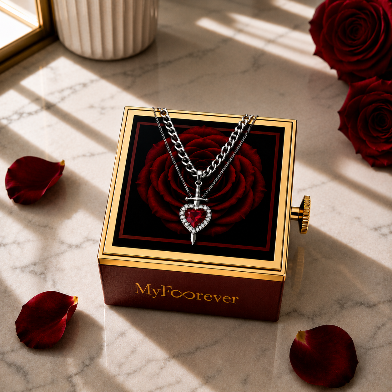 Heart & Sword Pendant Necklace