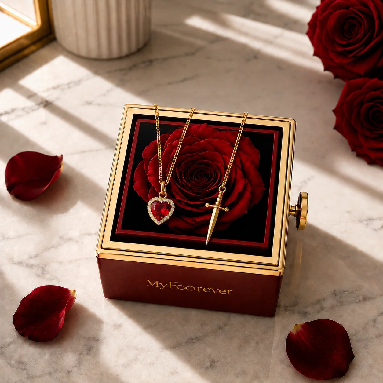 Heart & Sword Pendant Necklace
